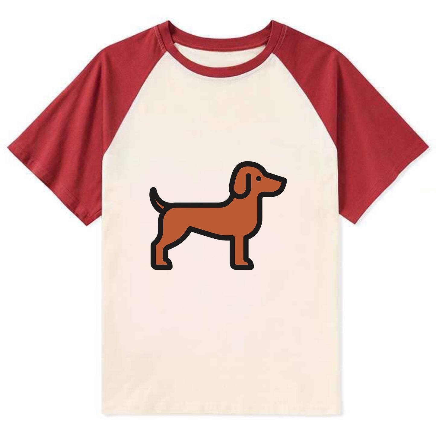 Vizsla - Rust colored flat side profile - Contrast Raglan T-shirt - Red