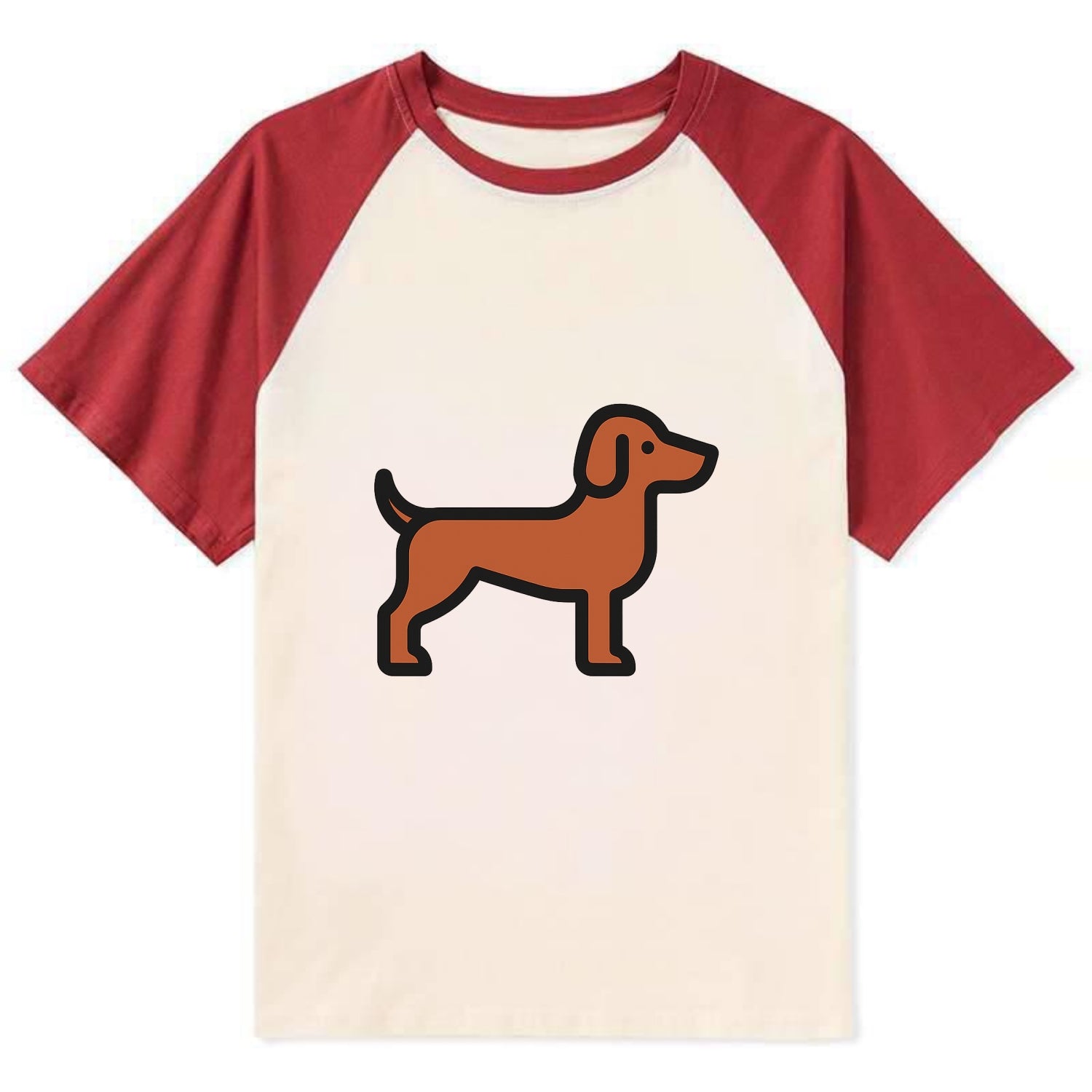 Vizsla - Rust colored flat side profile - Contrast Raglan T-shirt - Red