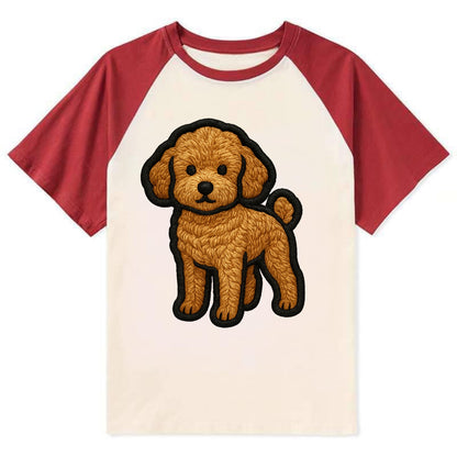 Toy Poodle - Trendy miniature design wit - Contrast Raglan T-shirt - Red
