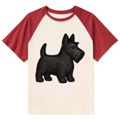 Scottish Terrier - Contemporary scottie - Contrast Raglan T-shirt - Red