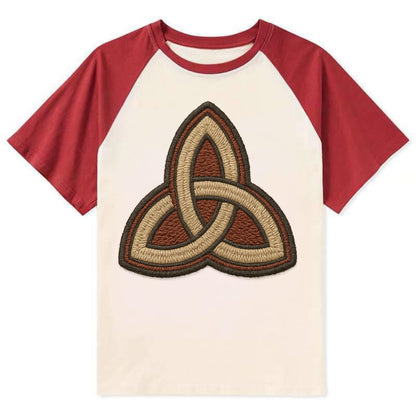 Trinity Knot  - Contrast Raglan T-shirt - Red