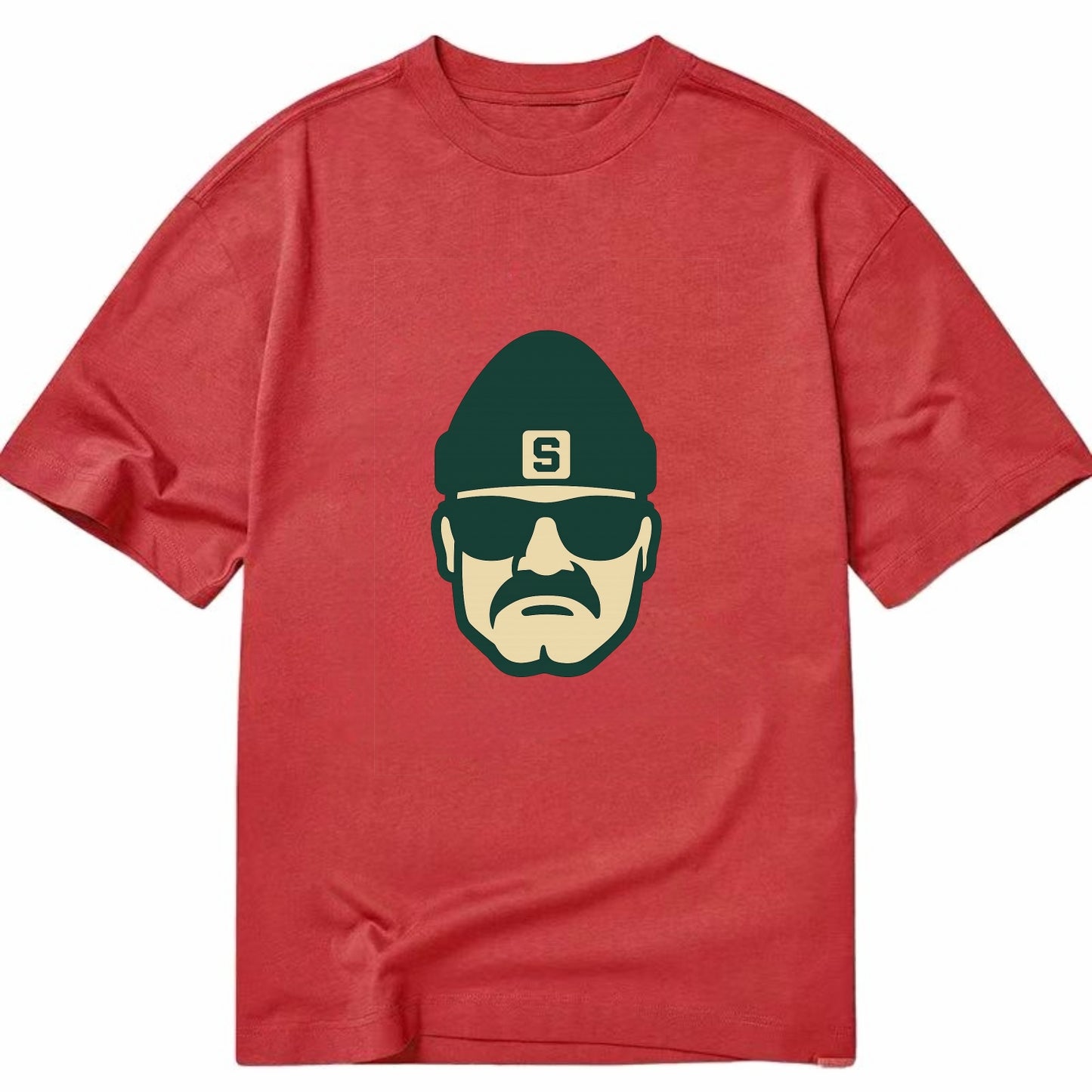 East Lansing Spartan wearing Michigan State beanie with S patch - Classic T-shirt - Red