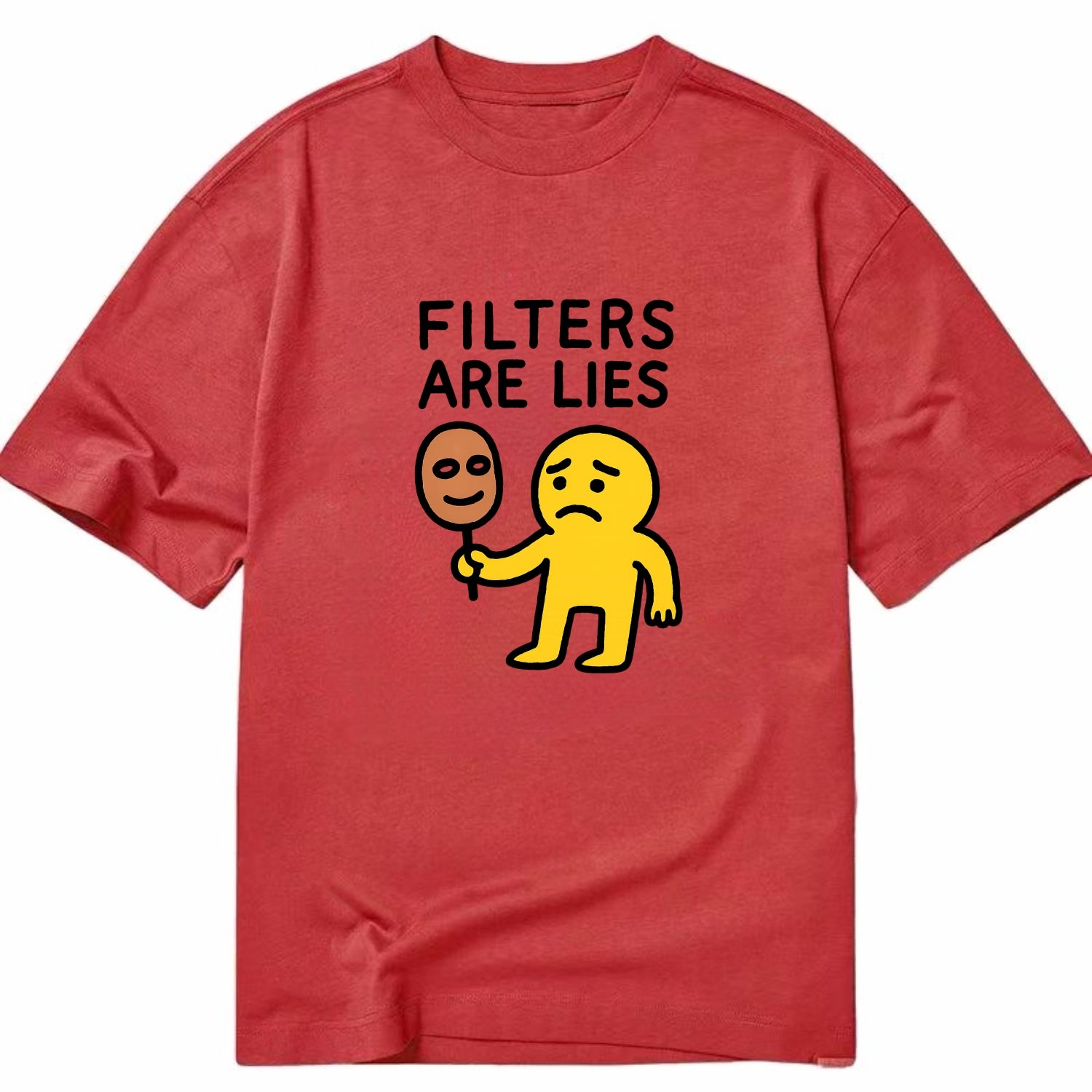 FILTERS ARE LIES | Mask arguing with face - Classic T-shirt - Red