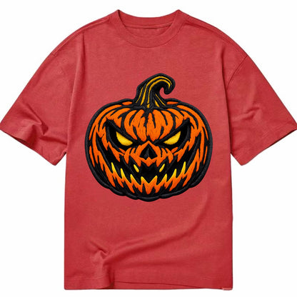 HALLOWEEN PUMPKIN - jack o lantern in orange and black , spooky - Classic T-shirt - Red