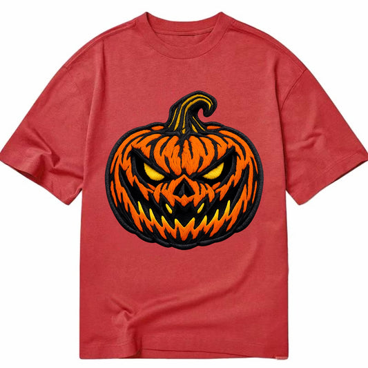 HALLOWEEN PUMPKIN - jack o lantern in orange and black , spooky - Classic T-shirt - Red