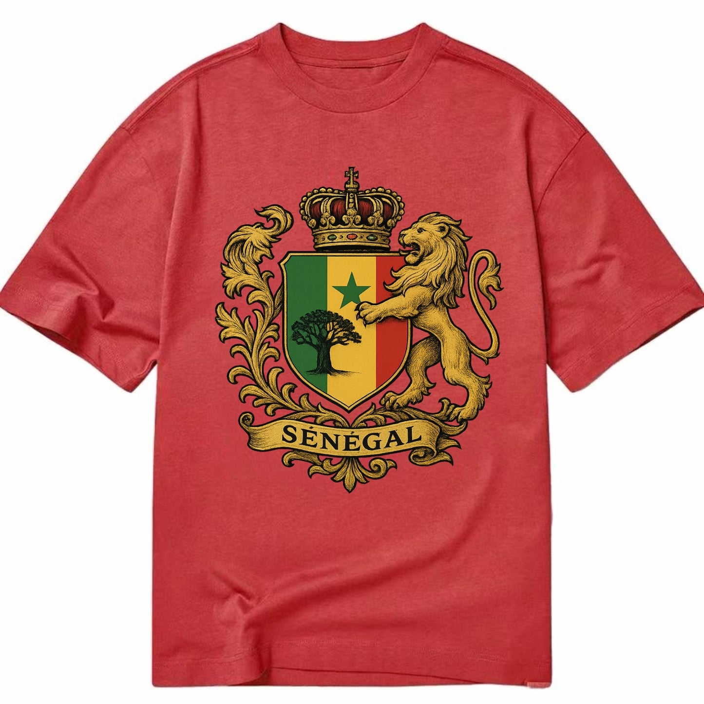 Senegal Lion Emblem  - Classic T-shirt - Red