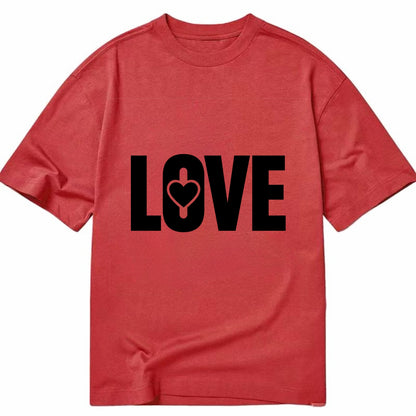 Bold typography design - "LOVE" - universal connection, heart centered - Classic T-shirt - Red