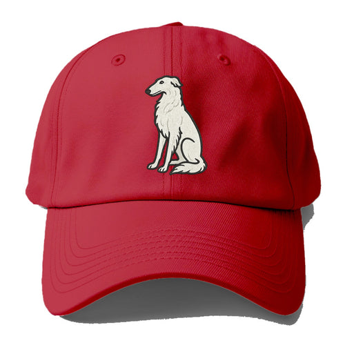 Borzoi - White embroidered sitting pose - Baseball Cap