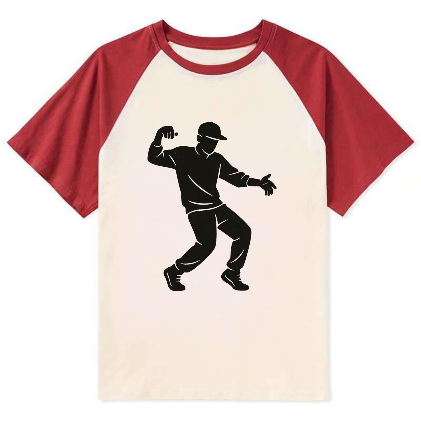 Hip-hop dancer popping and locking - Contrast Raglan T-shirt - Red