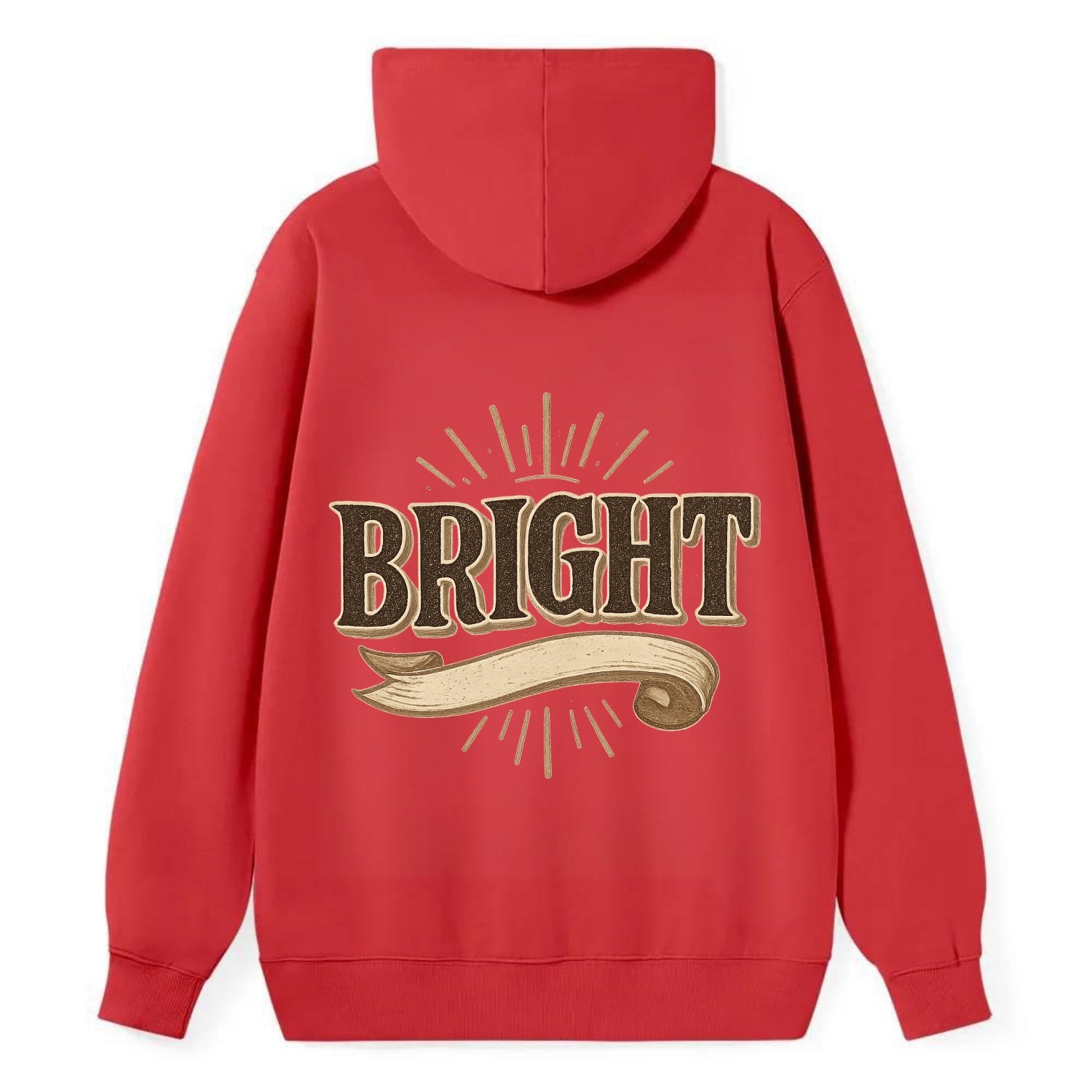 Bold typography design - "BRIGHT" - intelligent, shining - Classic Pullover Hoodie - Red
