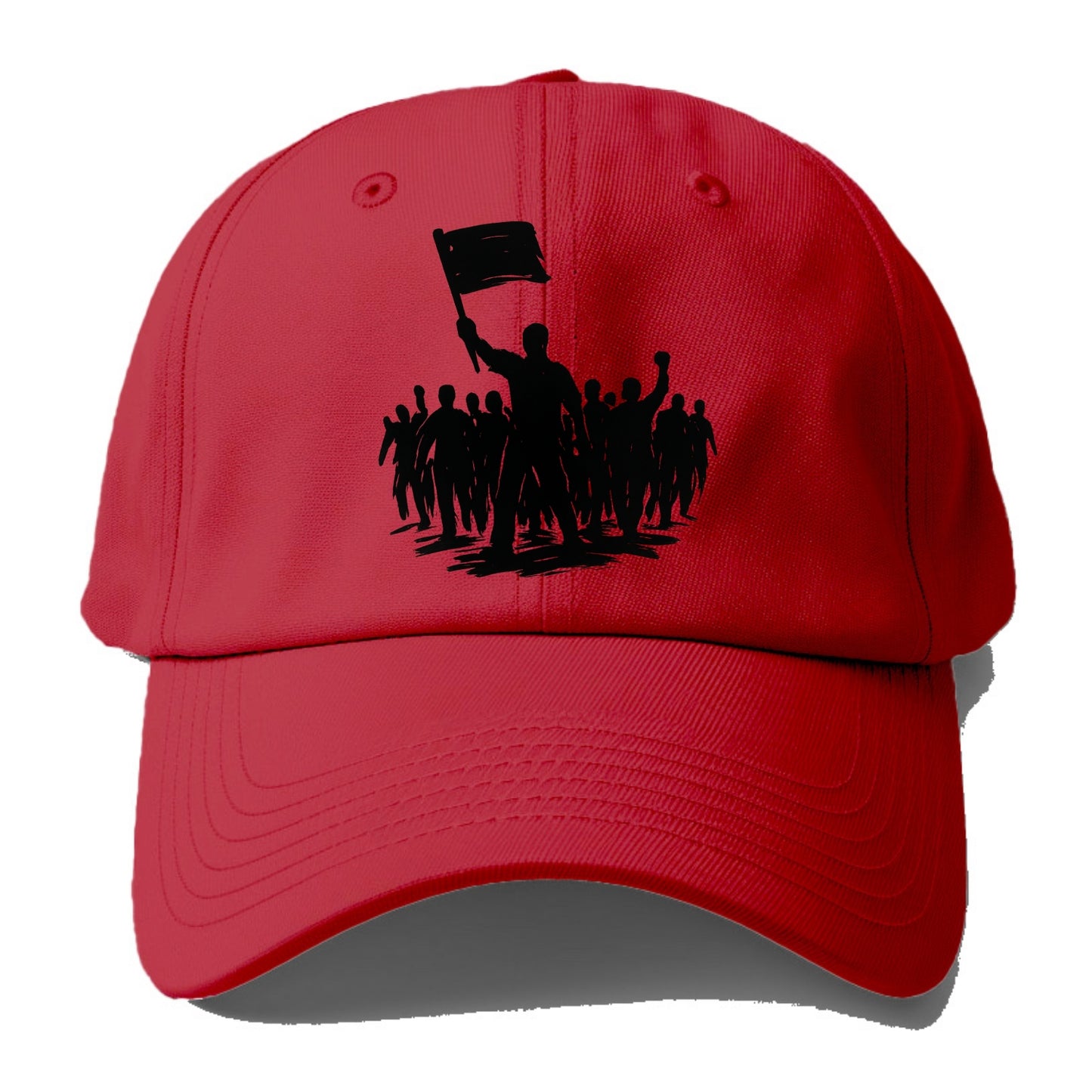 Crowd of protesters marching - solidarity movement ink painting - Baseball Cap - Red