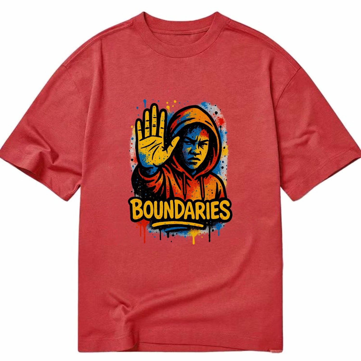 Person holding up hand in "stop" gesture - setting boundaries concept, - Classic T-shirt - Red