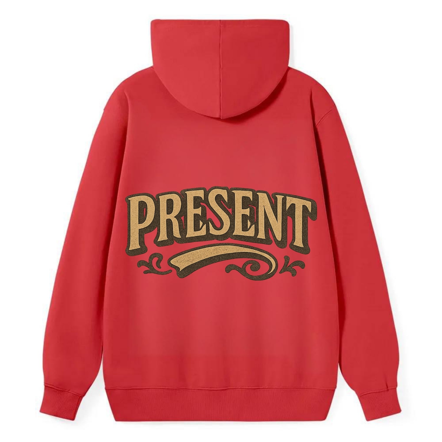 Bold typography design - "PRESENT" - living in the now - Classic Pullover Hoodie - Red