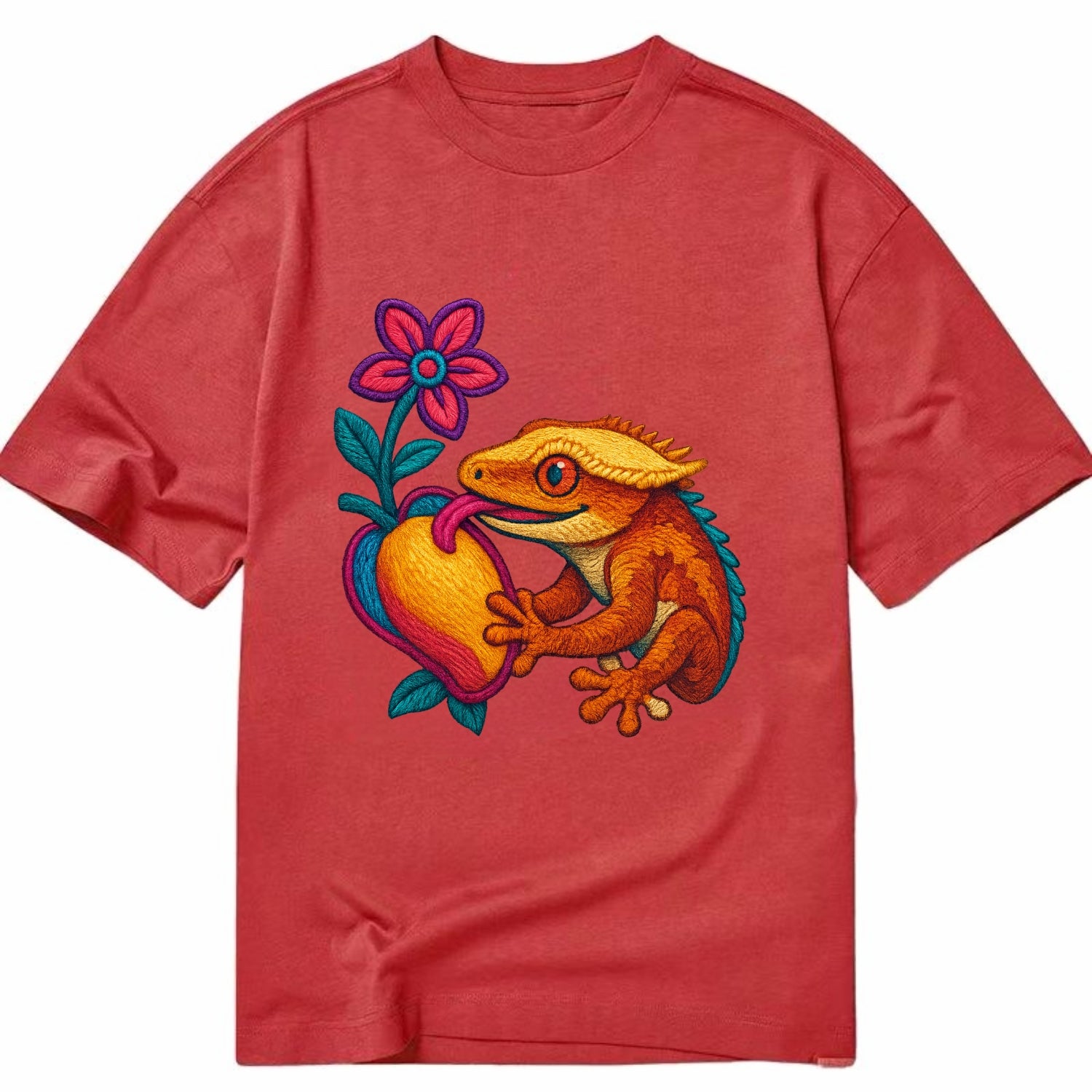 Crested Gecko - Classic T-shirt - Red