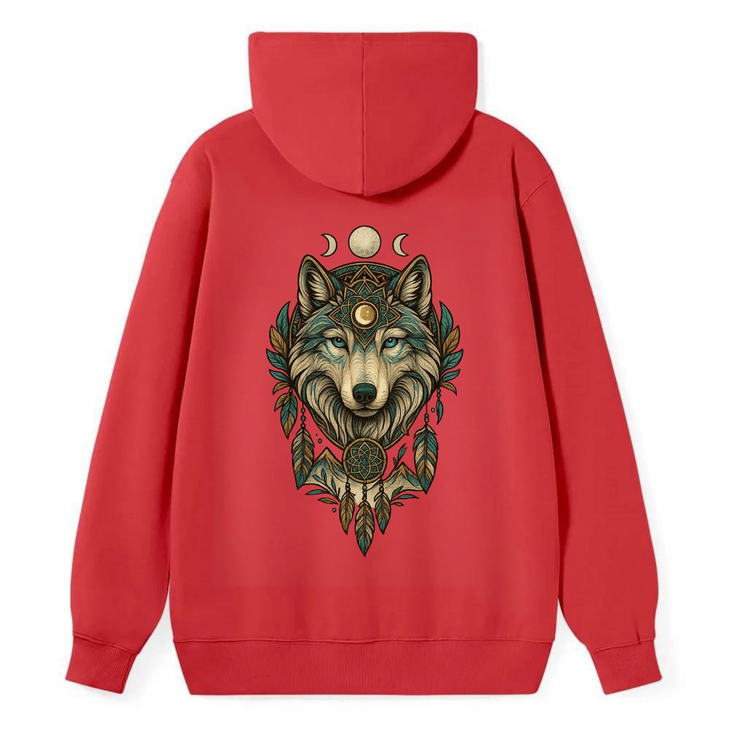 Pearl Wolf Shimmer  - Classic Pullover Hoodie - Red