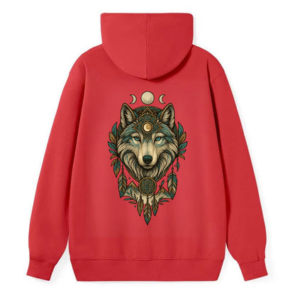 Pearl Wolf Shimmer  - Classic Pullover Hoodie - Red