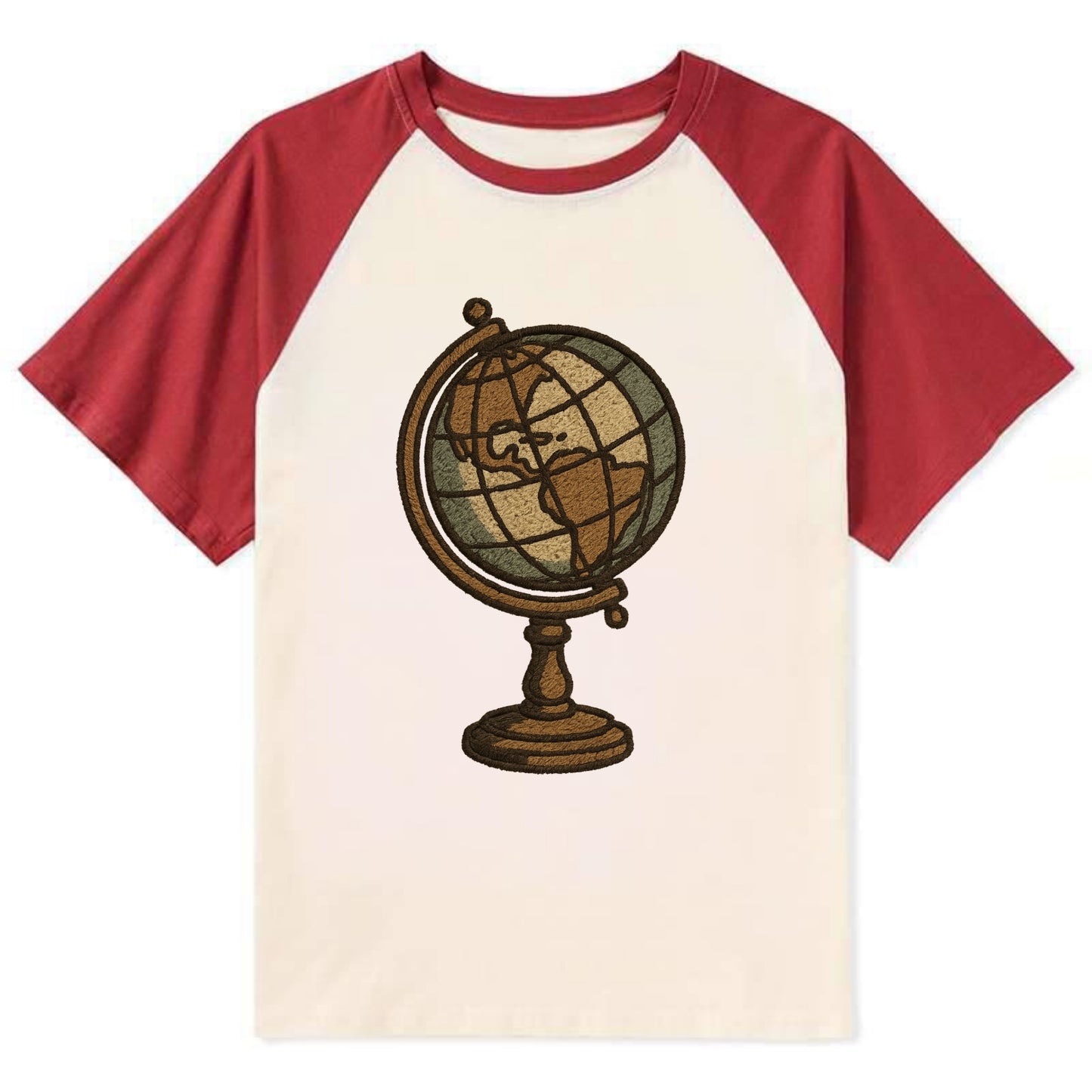 Globe  - Contrast Raglan T-shirt - Red