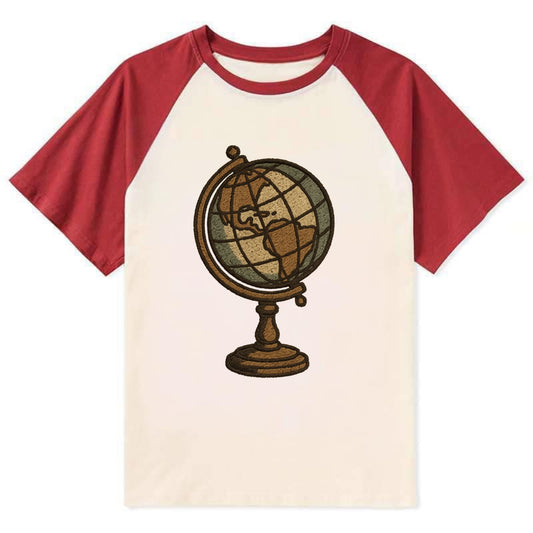 Globe  - Contrast Raglan T-shirt - Red