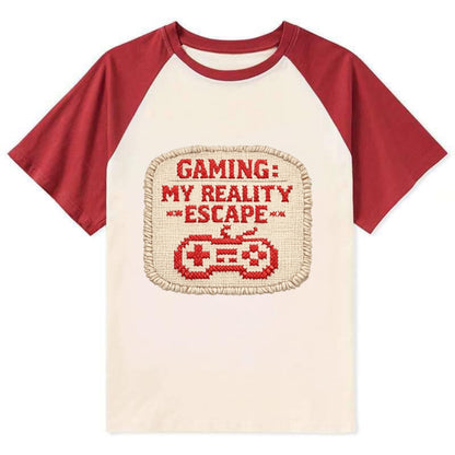 GAMING: MY REALITY ESCAPE - red game escape - red - gaming reality escape - Contrast Raglan T-shirt - Red