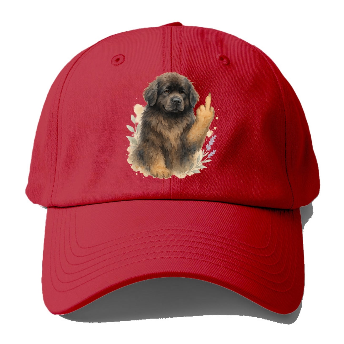 Newfoundland fluffy bear-like with webbed paws, massive gentle paw up - Baseball Cap - Red