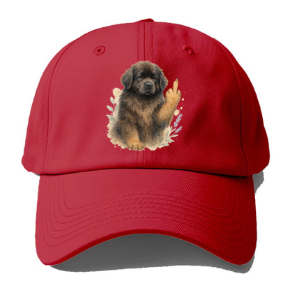 Newfoundland fluffy bear-like with webbed paws, massive gentle paw up - Baseball Cap - Red