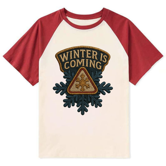Winter Is Coming  - Contrast Raglan T-shirt - Red