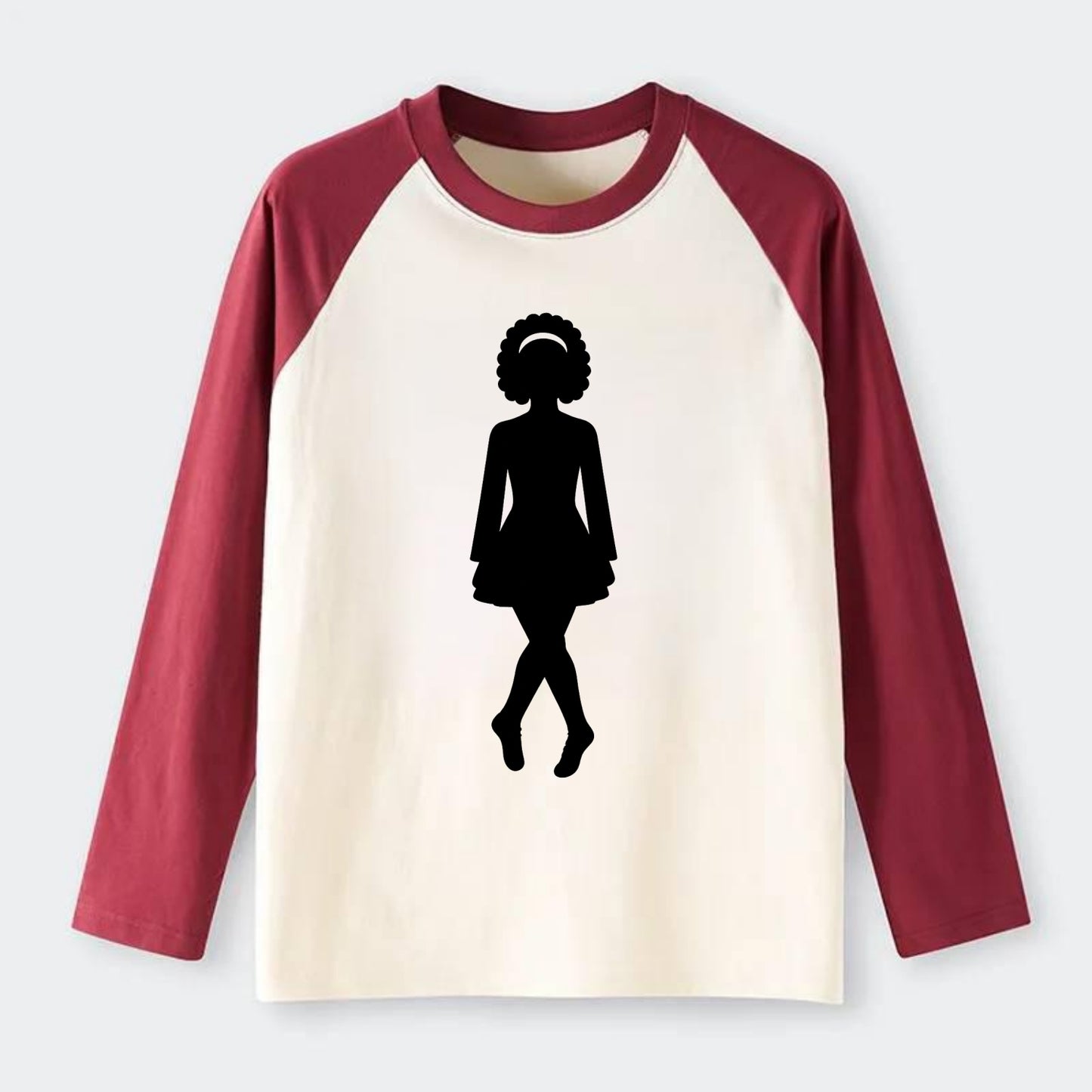 Irish step dancer traditional pose - Raglan Long Sleeve T-Shirt - Red