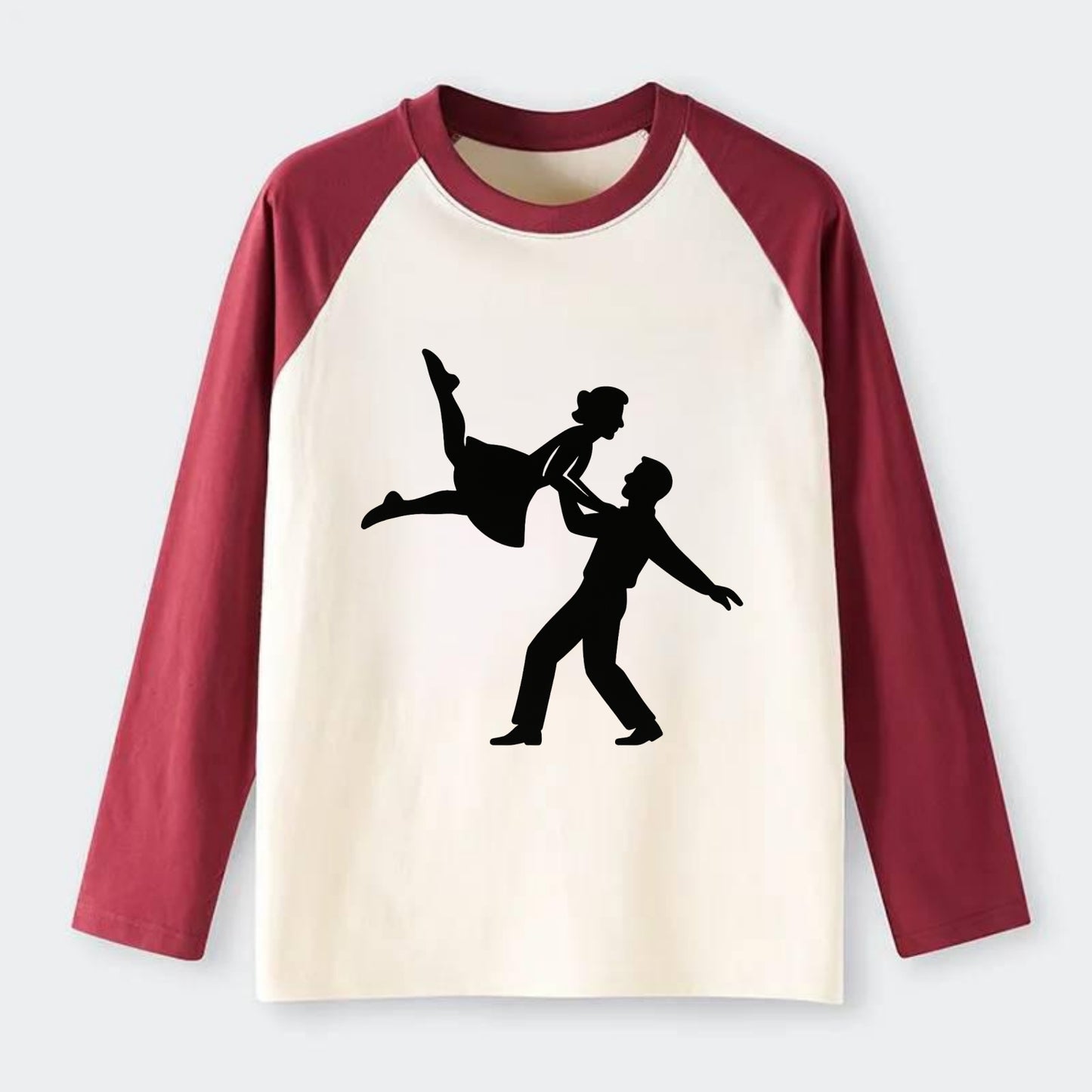 Swing dancers aerial lift - Raglan Long Sleeve T-Shirt - Red