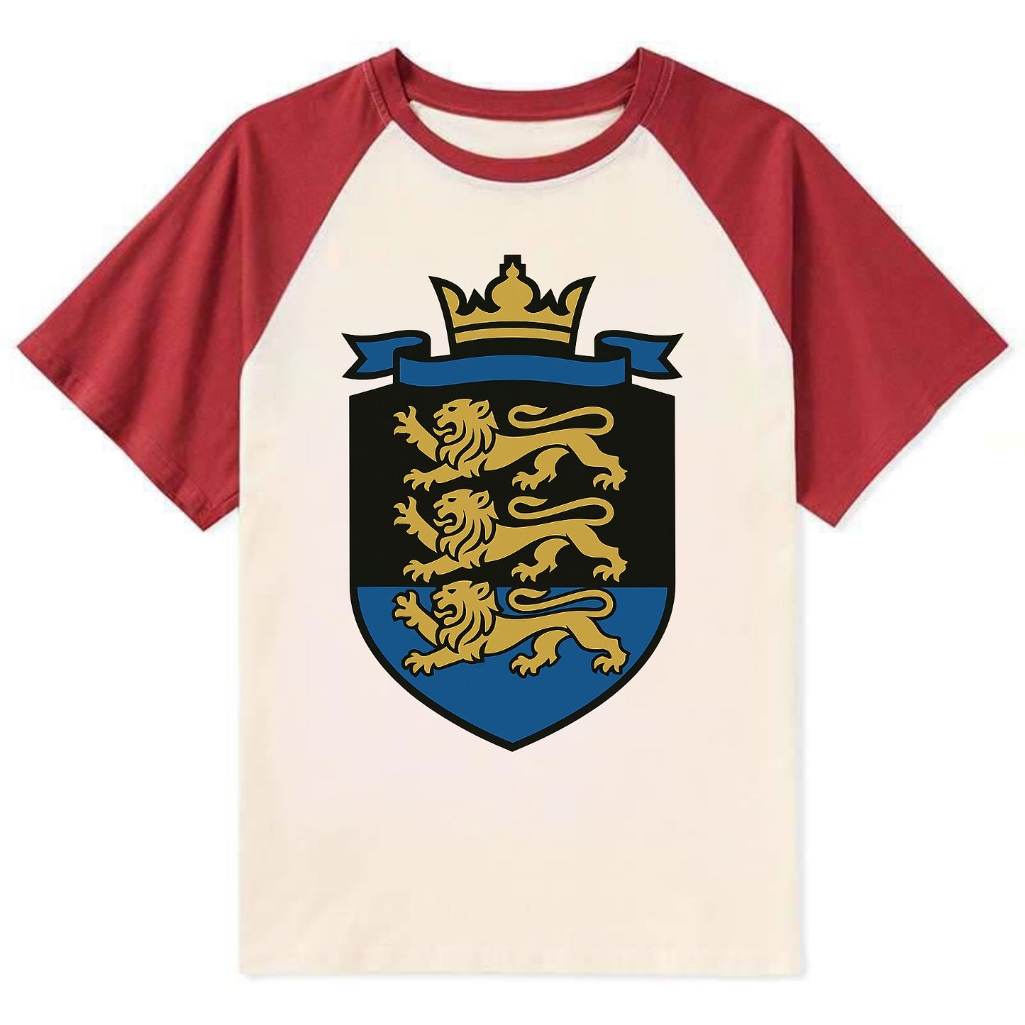 Estonia Royal Logo  - Contrast Raglan T-shirt - Red