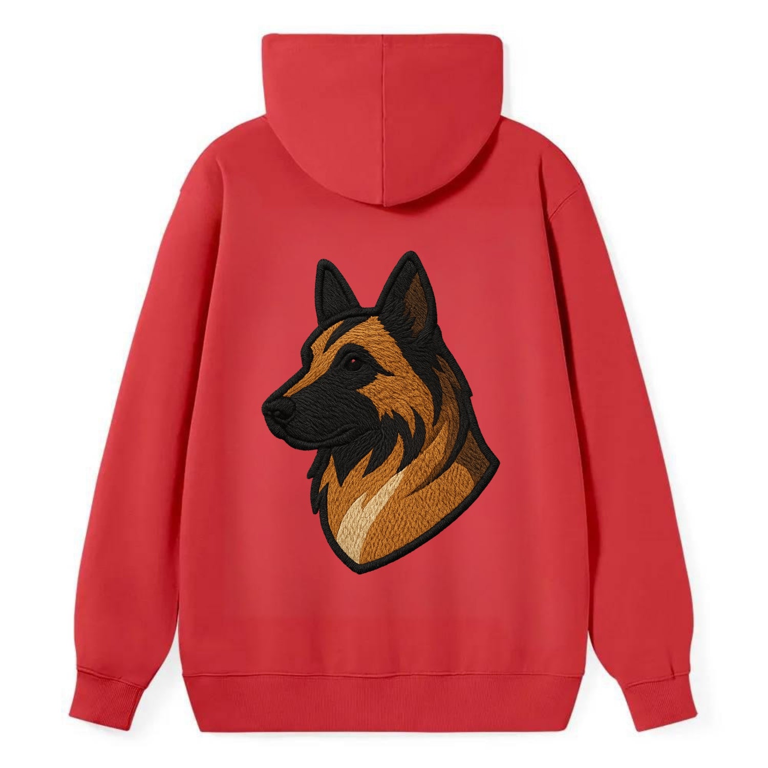 Belgian Tervuren - Fawn with black overlay embroidered design - Classic Pullover Hoodie - Red