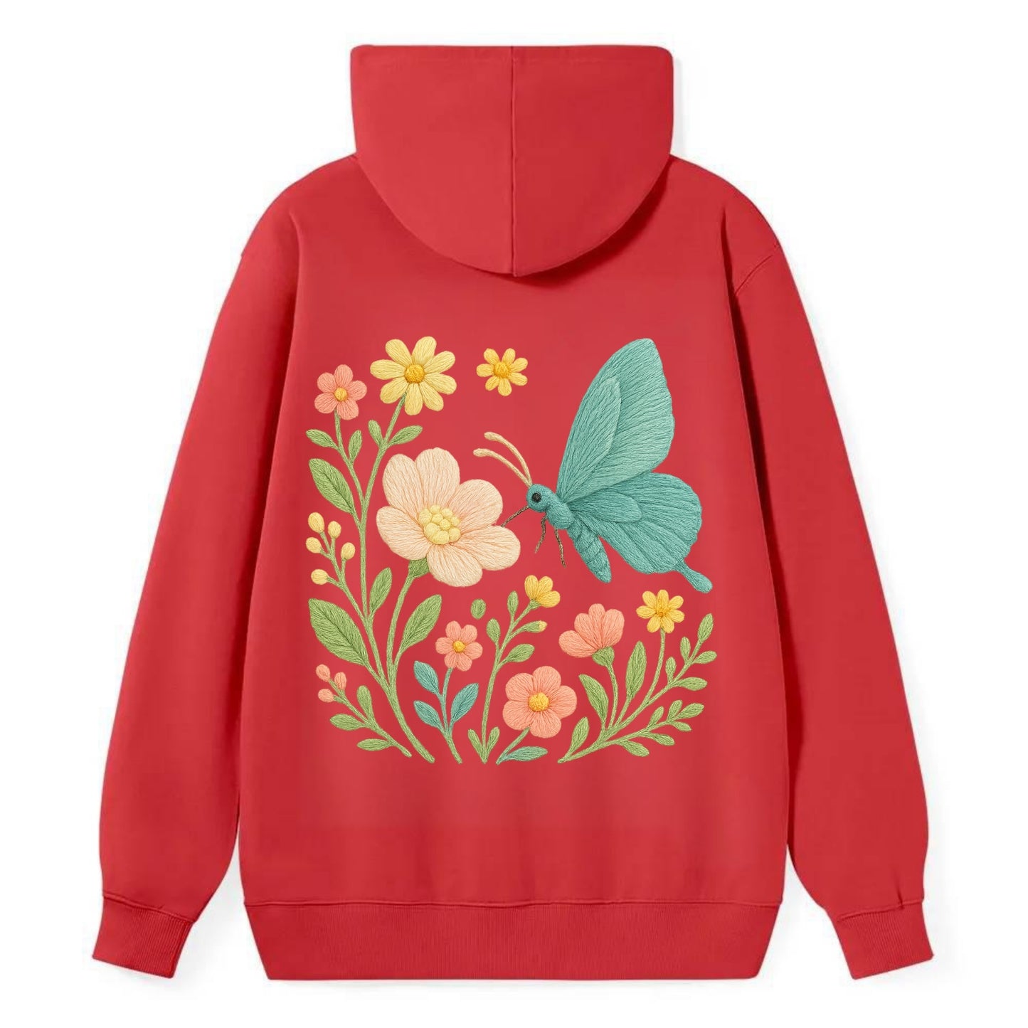 Mint Night Butterfly - Classic Pullover Hoodie - Red