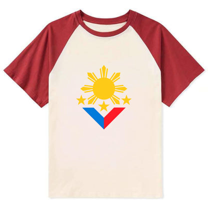 Sun Of Three - Contrast Raglan T-shirt - Red