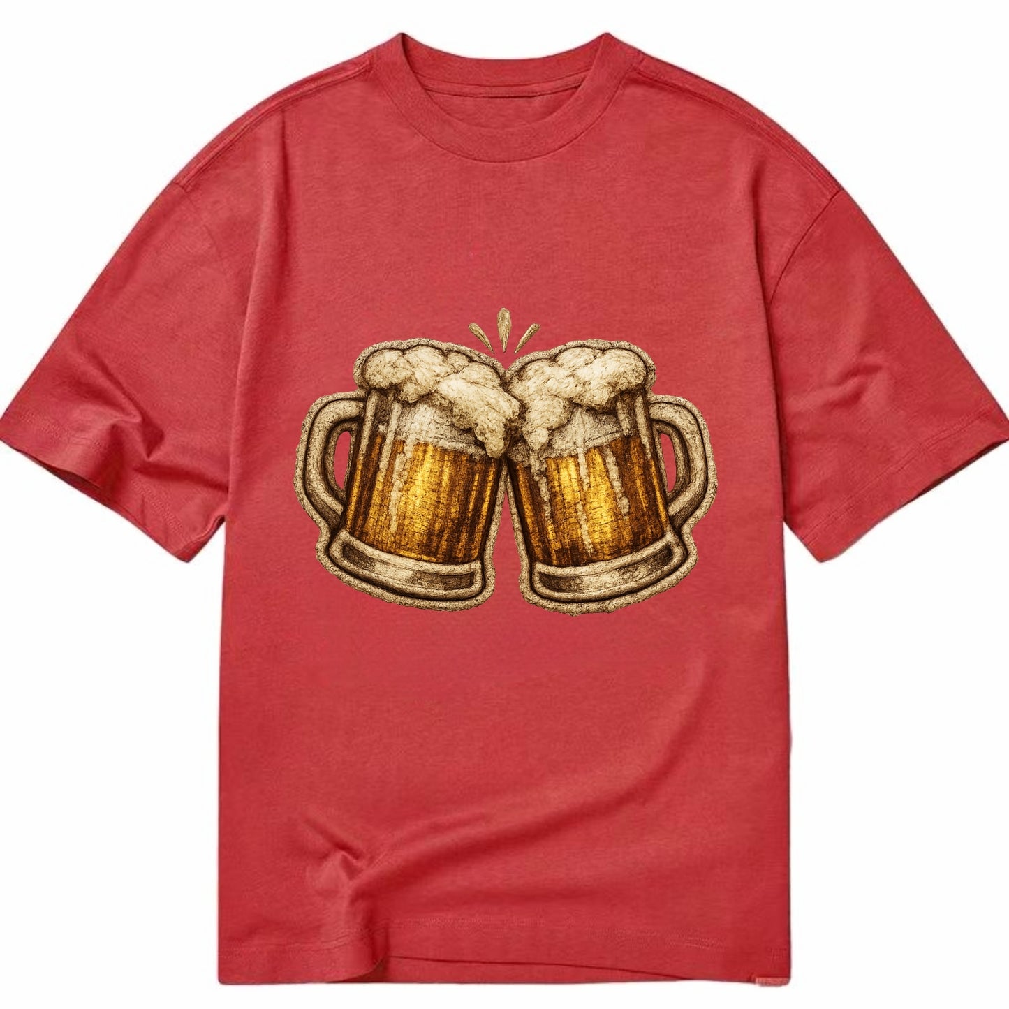 BEER MUG CHEERS - frosty beer stein in gold and amber , brewery - Classic T-shirt - Red