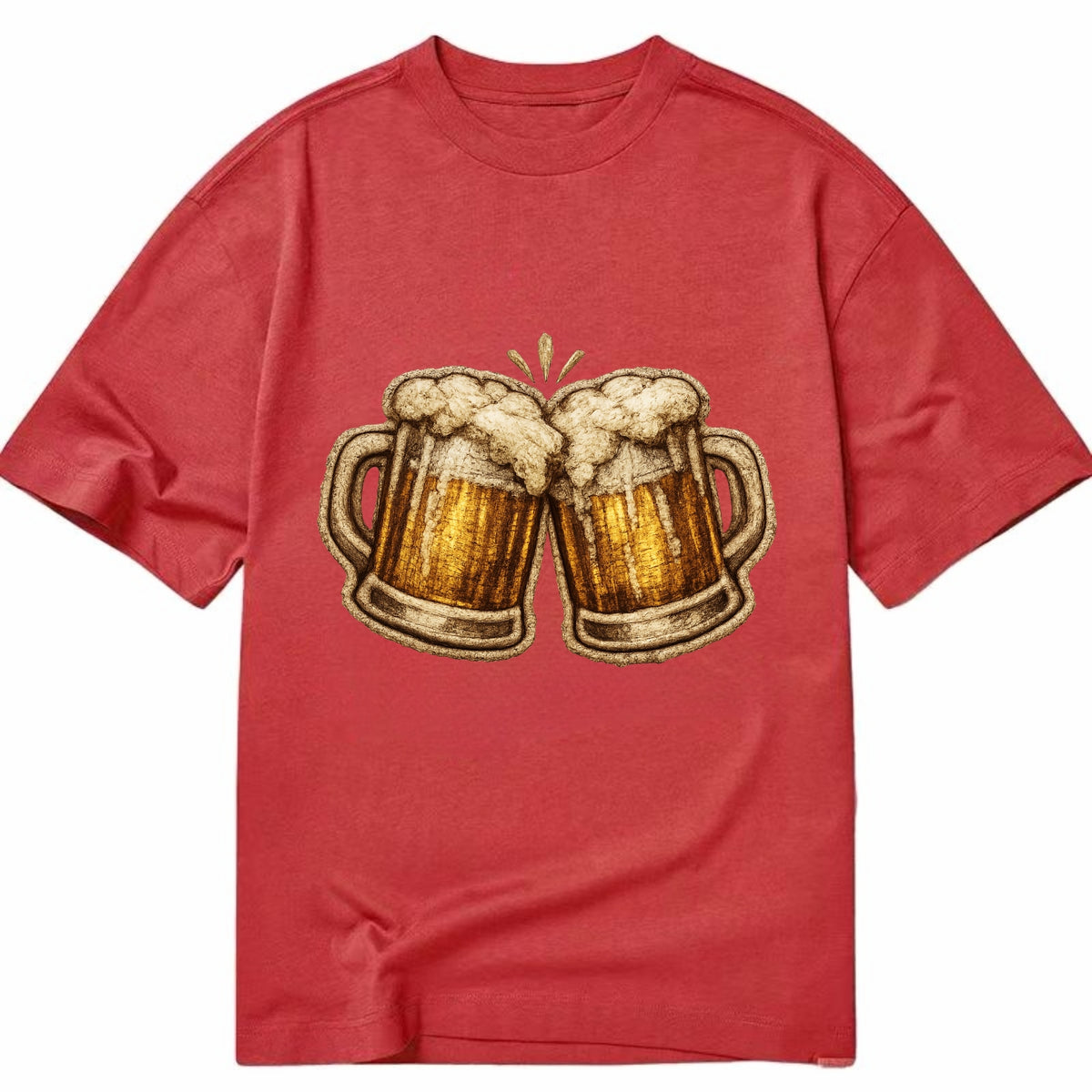 BEER MUG CHEERS - frosty beer stein in gold and amber , brewery - Classic T-shirt - Red