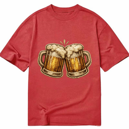 BEER MUG CHEERS - frosty beer stein in gold and amber , brewery - Classic T-shirt - Red