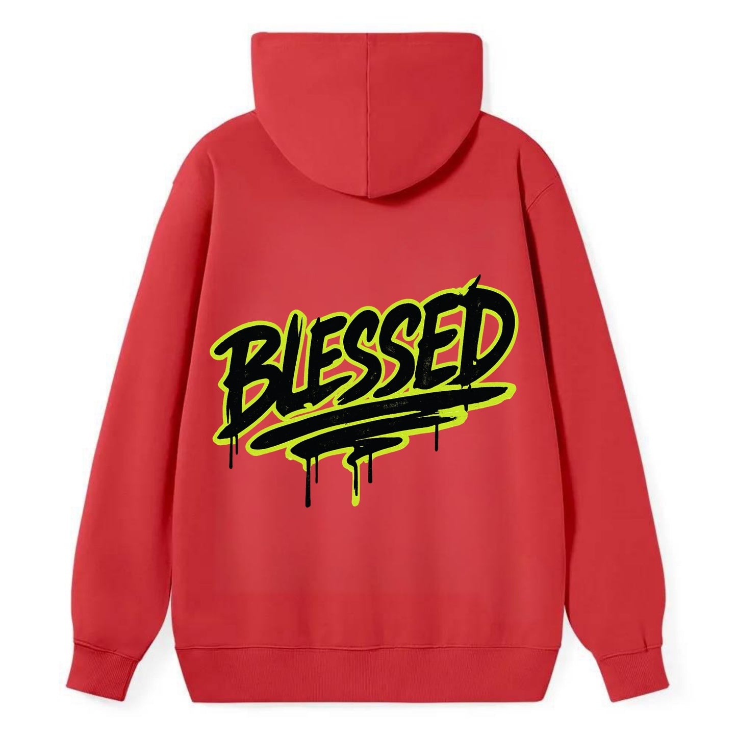 Bold typography design - "BLESSED" - recognizing good fortune, abundance - Classic Pullover Hoodie - Red