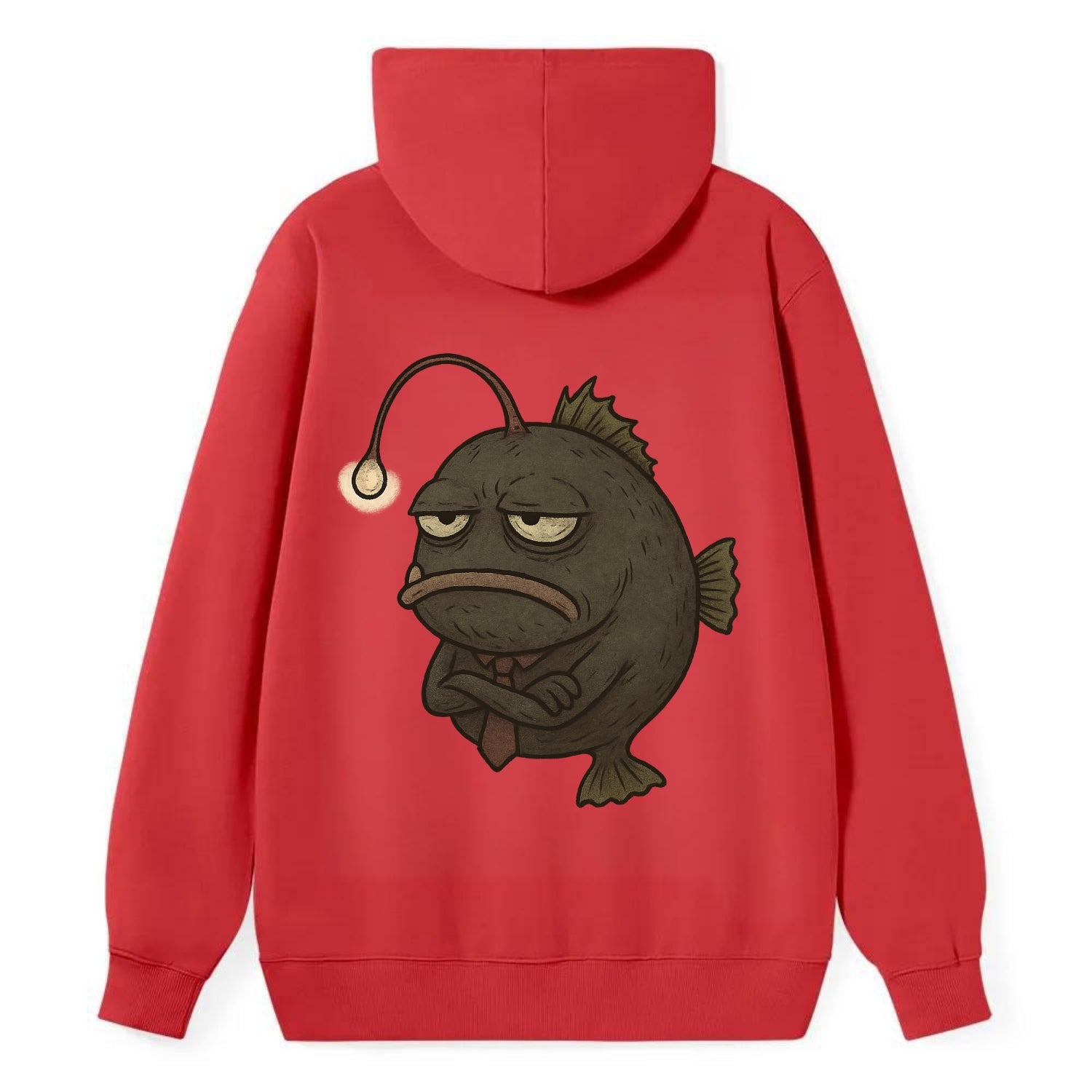 THE ANGLERFISH LURES DISAPPOINTMENT | Dark gray anglerfish with dim light - Classic Pullover Hoodie - Red