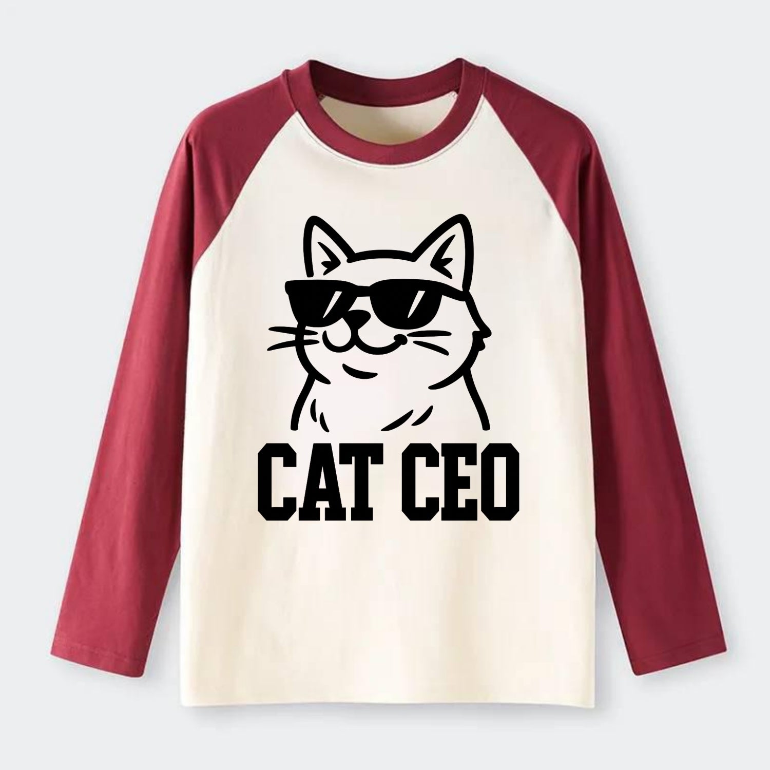 CEO Cat Boss - Raglan Long Sleeve T-Shirt - Red