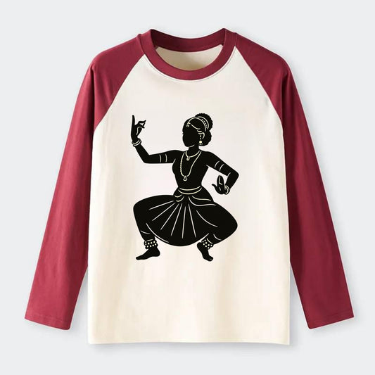 Bharatanatyam classical Indian pose - Raglan Long Sleeve T-Shirt - Red