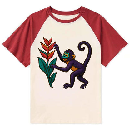 Spider Monkey - Contrast Raglan T-shirt - Red