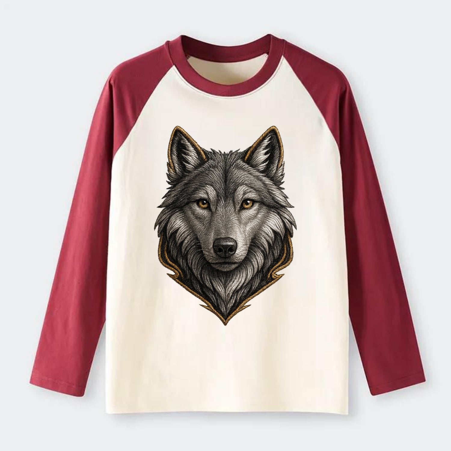 Wolf Totem  - Raglan Long Sleeve T-Shirt - Red