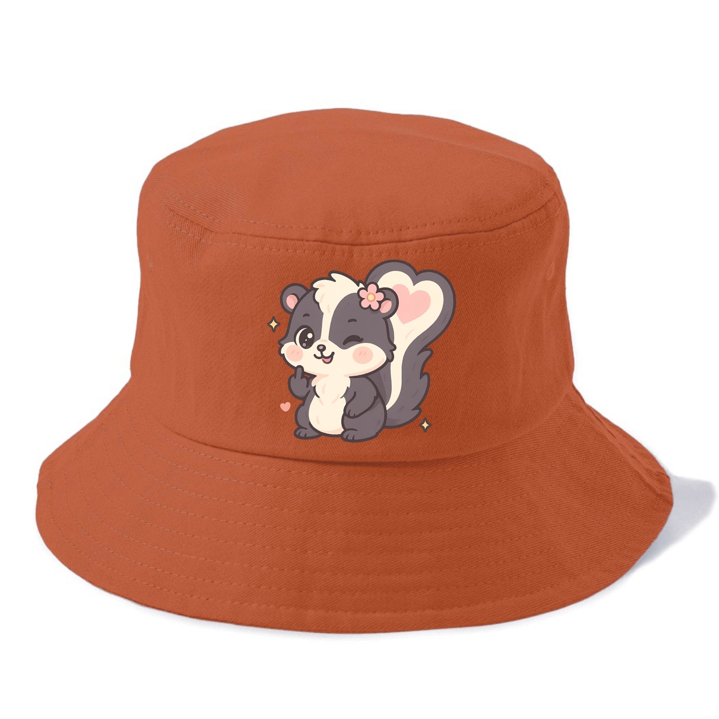 fluffy skunk with heart-shaped tail pattern, one paw up showing sass - Bucket Hat - Red