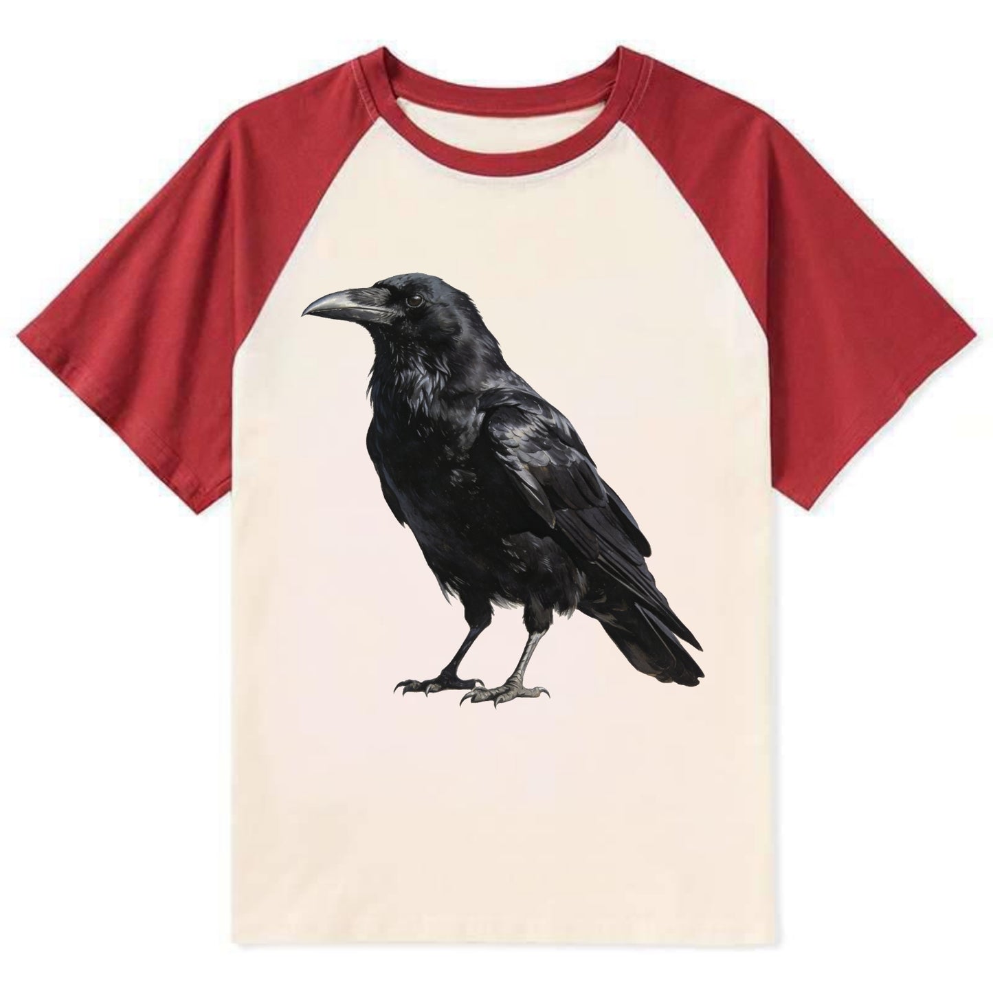 Raven - Contrast Raglan T-shirt - Red