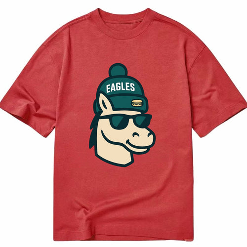 Philadelphia Horse wearing Eagles beanie with cheesesteak patch and wayfarer - Classic T-shirt