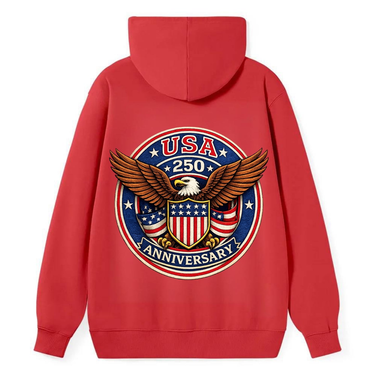 Usa 250 Anniversary Eagle Shield Emblem - Classic Pullover Hoodie - Red