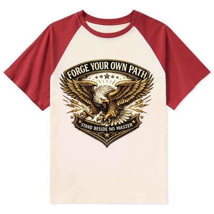 Forge Your Own Path - Contrast Raglan T-shirt - Red