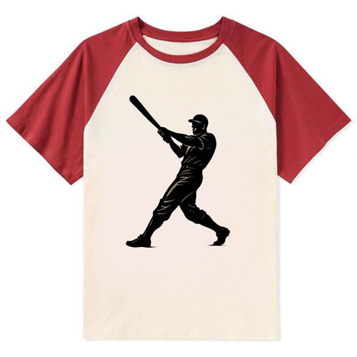 Baseball batter in full swing - Contrast Raglan T-shirt