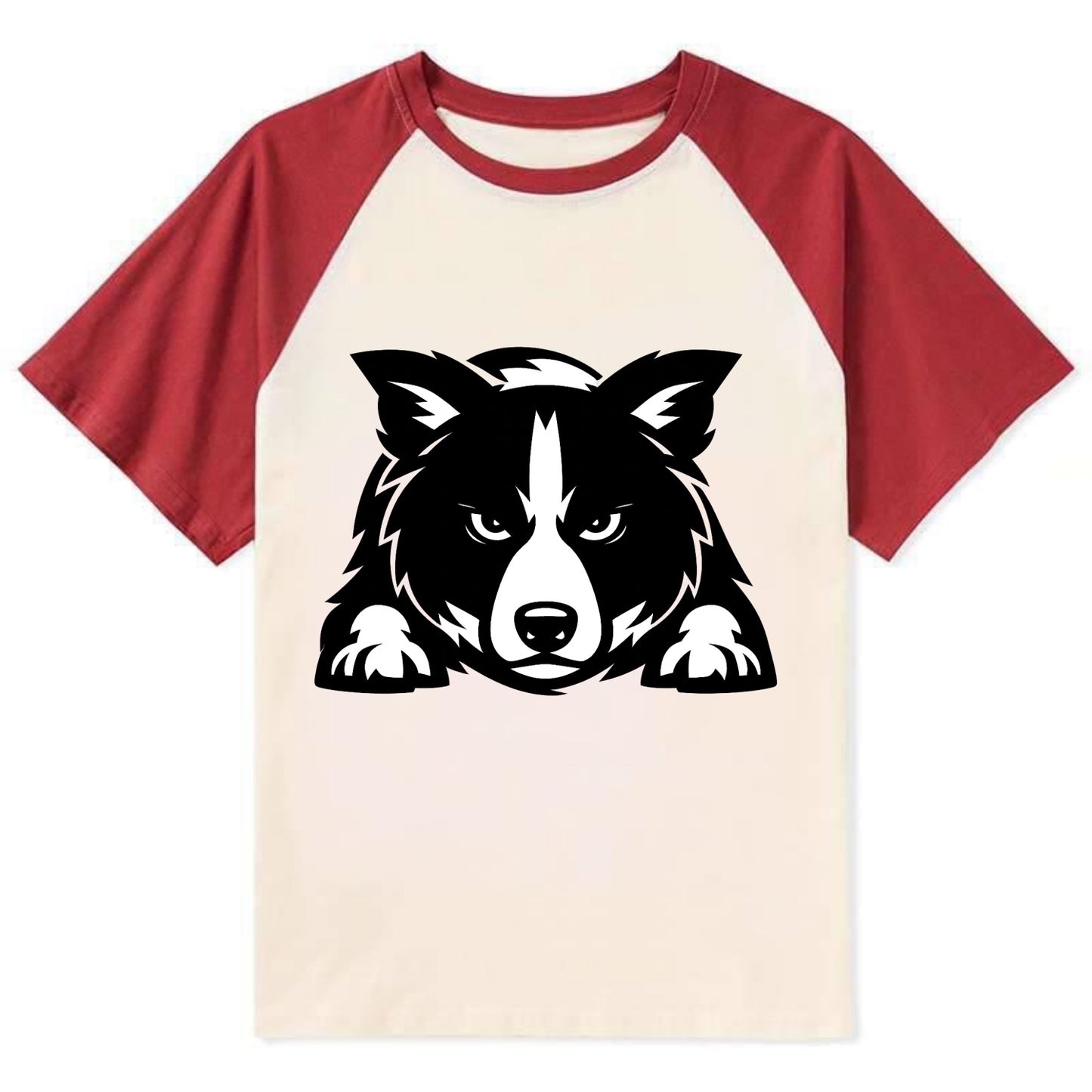 Focused Loyalty - Contrast Raglan T-shirt - Red