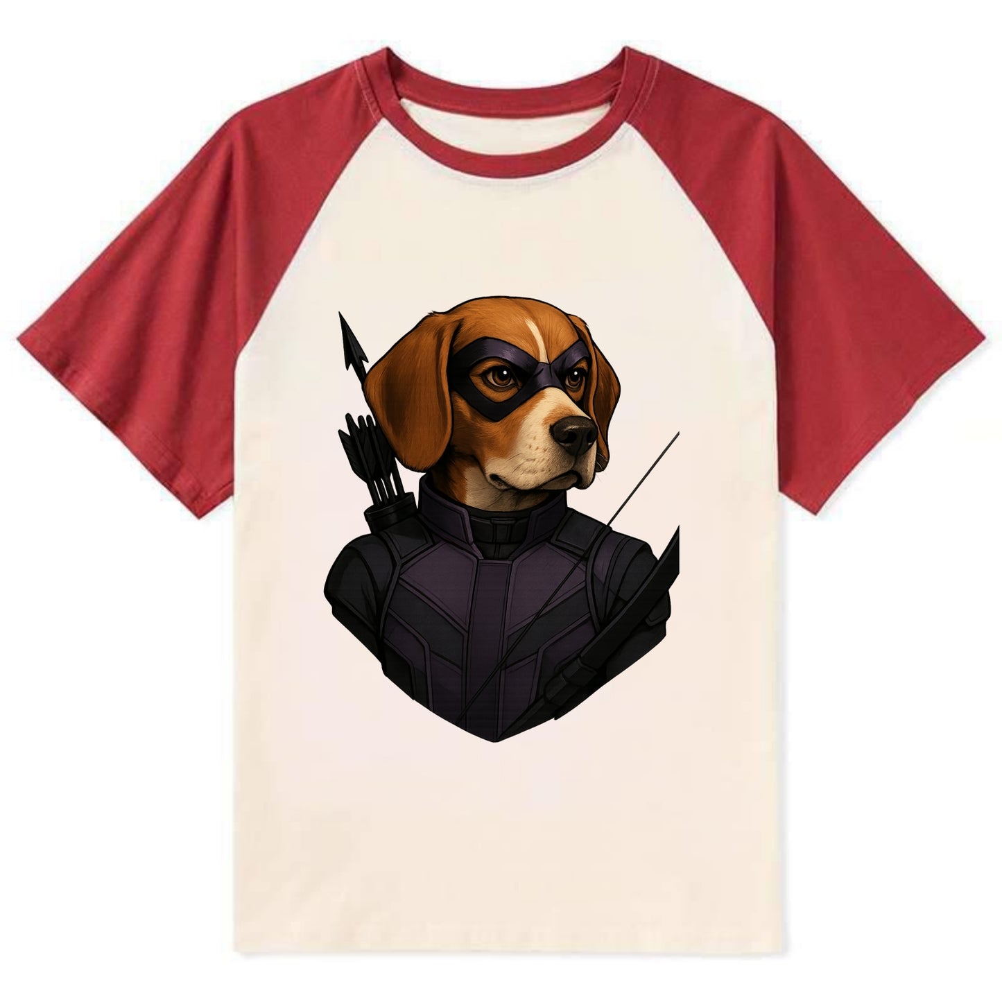 Beagle Hawkeye  - Contrast Raglan T-shirt - Red
