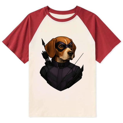 Beagle Hawkeye  - Contrast Raglan T-shirt - Red